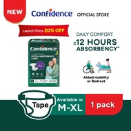 Confidence Classic Night Tape Adult Diaper M8/ L7/ XL6 (1 Pack)- Incontinence Diaper up to 12 hours 