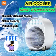 【3 Year Warranty】Xiaomi MIUI Air Cooler Nano Spray Replenish Water Air Humidifier Table Fan Silent Fan Humidify Mini Aircond Cooling Fan mini air conditioner for room - COD