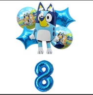 Cartoon 6-piece Set Bluey Birthday Decoration Balloons Cute Foil Balloons Number Balloon Set Party D