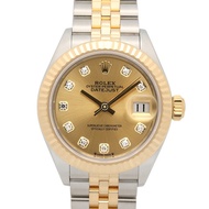 Rolex Datejust 10P 鑲鑽隨機序號腕錶 18K（黃金）不鏽鋼女士香檳色金錶盤全新 279173G