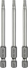 HARFINGTON 3pcs T20 Torx Head Screwdriver Bit 1/4" Hex Shank 3.15" (80mm) Long Magnetic No Hole Tip