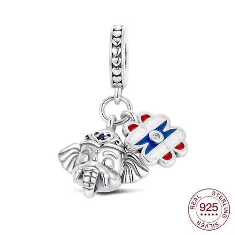 925 Sterling Silver Charms Thailand Elephant Flag Pendant Fit Bracelet Diy For Women Elegant Fashion