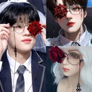 Steampunk Rose Gear Glasses Lolita Cyberpunk Accessories Mechanical Chain Halloween Bat
