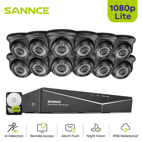 SANNCE 16CH 1080N DVR 1080P Security Camera CCTV System 12pcs 1080P CCTV Cameras P2P Outdoor Waterpr