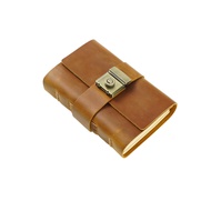 {UU61} Leather Handmade Notebook A7 Size Password Lock Notebook Cowhide Vintage Sketchbook For Schoo