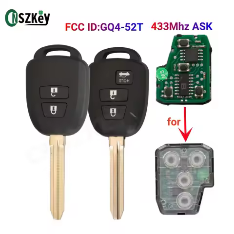 CNSZKEY GQ4-52T Remote Car Key Fob 433Mhz ASK 2/3 Buttons for Toyota RAV4 HIAC TUNDRA