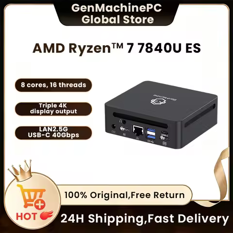 WIFI6 Mini Pc Diy Gaming Computer GenMachine Ryzen AMD Ryzen 7 7840U ES, 8 Core 16 Thread,3.3-5.1GHz