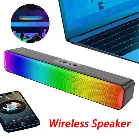 RGB Wireless Speaker Bluetooth-Compatible 3D Stereo Sound Bar USB Powered PC Speaker with Subwoofer 