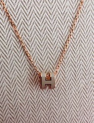 HERMES Mini POP H logo necklace 標誌字母金屬項鍊 吊墜冰棕色 鏈條玫瑰金色 rose gold 頸鏈 禮盒 禮物 送禮 | H147992FO55 | 全新正牌正貨