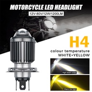 iflike 1X H4 Moto Led Headlight Bulbs Hi/Lo Beam Waterproof Fog Lamp 2 Colors 360 degree 6000LM 12W Lens Lamp For Cars Motorcycle ATVs