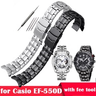 LANGLEY สายนาฬิกาข้อมือ EF550ใช้ได้กับ Casio Edifice EF-550D 316L สายสเตนเลสสตีลสายรัดข้อมือพับได้สายนาฬิกาขนาด22มม.