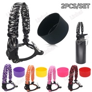 2pcs/set Aquaflask Accessories Water Bottle Boot Silicone Cover Hybroflask Bottom Protection Tumbler Paracord Accessories 12&amp;24oz For Wide Mouth Bottle Multi-functional Rope