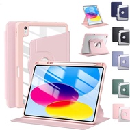 IPad Leather Case,iPad Rotating 720 Transparent Acrylic Tablet Case for iPad Air 5 10.2 inch 7 / 8 /