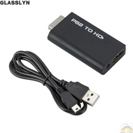 GLASSLYN Converter, PS2 to HDMI HD Cable Adapter, Portable Game to HDMI 3.5mm Audio Output 480i/480p