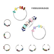 Anxiety Ring Cross-Border Anxiety Lies Rotating Enamel Fingertip Ring Stainless Steel Colorful Oil D