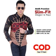 KEMEJA BATIK PRIA SLIM FIT PREMIUM TERBARU /BAJU BATIK MODEREN /BATIK LENGAN PANJANG LAPIS FURING ER