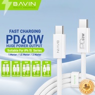BAVIN CB325 60W USB C Cable Type C Data Cord PD Fast Charging For iPh 16 Series & Laptop Charging