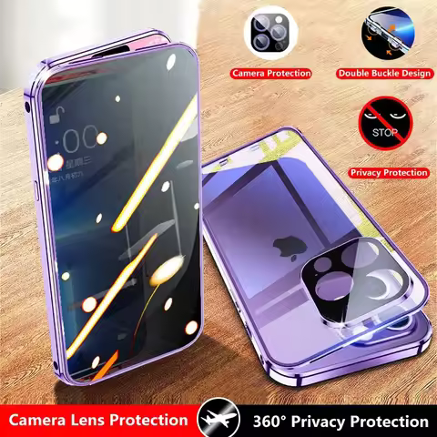 Anti Spy Privacy Tempered Glass with Len Protection Magnetic Adsorption Case For iPhone 16 15 14 Plu