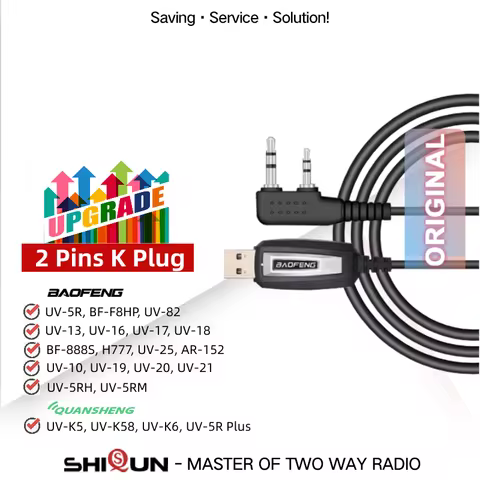 Programming Cable Baofeng UV-5R Ham Radio BF-F8HP UV-82 BF-888S UV-13 Pro USB Data Cable Quansheng U