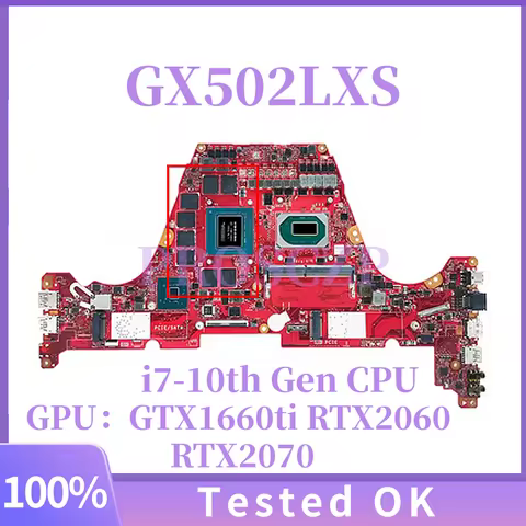 GX502LXS For ASUS ROG GU502LV GU502LW GX502L GU502LU Mainboard with i7-10th Gen CPU GTX1660ti RTX206