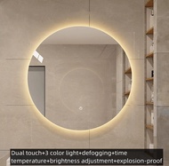 Bathroom smart mirror circular beauty mirror bedroom with light LED touch screen mirror defogging ti