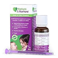 Award Winning Nature &amp; Nurture Baby &amp; Child Vitamins. The Vegan-Friendly Gentle Liquid multivitamin Drops for Babies, Toddlers and Children. Made in The UK. 60 Doses.