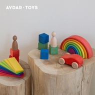 AVDAR Toy Travel Bag Set Imported Solid Wood Rainbow Building Blocks Car Flake Building Block Toys 3