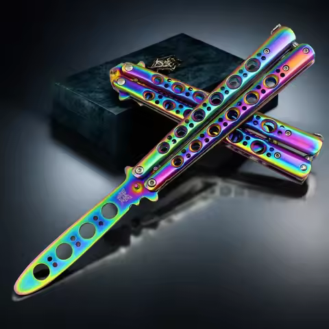 Stainless Steel Foldable Butterfly Knife Trainer Portable Pocket Practice Knife Training Tool for Ou