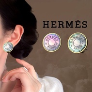 ⁺⊹古董精品⊹⁺┇Hermes 稀有金邊珍珠母貝殼耳環(耳夾)✦