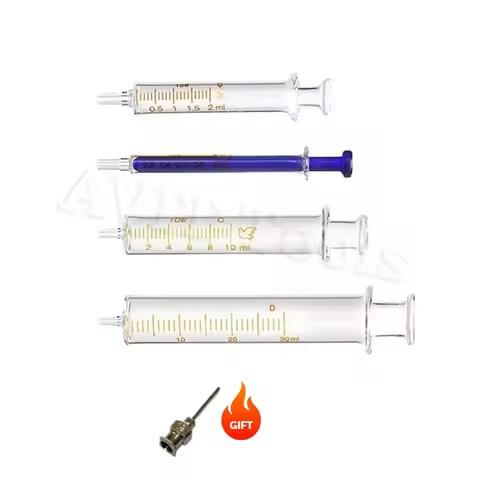 Glass Syringe 1ml 2ml 5ml 10ml 20ml 30ml Syringe Metal Needle Welding Oil Container Glass Push Rod M