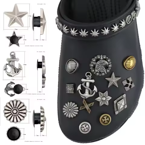 1pcs Shoes Charms for Shoes Accessories Sandals Pins pentagram Metal Silvery Detachable Halloween Pi