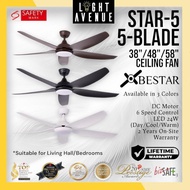 BESTAR Star-5 Ceiling Fan With LED Light And Remote Control 5 Blade 38"/48"/58"
