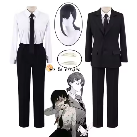 Chainsaw Man Kobeni Higashiyama Anime Cosplay Costume Makima Devil Hunters Wig Black Suit Uniform Ou