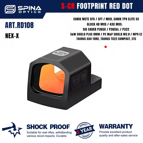 SPINA OPTICS NEX-X Mini Red Dot Sight S-CR RMSc Compact Open Reflex Sight Hellcat Pro Glock48/43x Mo
