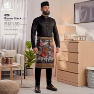 CLEARANCE  Bulan Bintang Baju Melayu Tailored Fit (Collection 2022) - Raven Black  Size 2XL