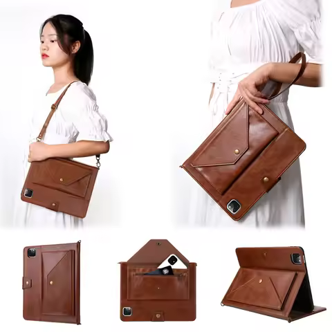 iPad Air4 Zip-Up Wallet Shoulder Bag Tablet Cover Hand String Card Slot iPad Air5 2022 Protective Ca