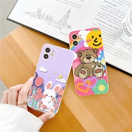 Cute bear and rabbit iphone case with square edges for iphone 6/6splus/7/7plus/8/8plus/x/xs/11/12/13