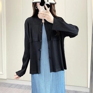 Miyake Pleated Jacket 2025 New Long Sleeved Lightweight Sunscreen Cardigan Shirts Top for Women