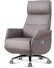 Posture Ergonomic PU Leather Office Chair,Ergonomic Computer Chair with Adjustable High Back Ergonomic Lumbar Support,Modern Executive Chair and Computer Desk Chair,Grey Comfortable anniversary