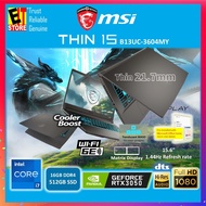 MSI THIN 15 AI B13UC-3604MY GAMING LAPTOP (I7-13620H/16GB /512GB/15.6 FHD 144HZ/4GB RTX 3050/ W11/BA