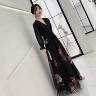 lack/Blue Formal Party Banquet Maxi Dress Gaun Malam Pengantin Pakaian Wedding Ball Gown Emcee Dinne