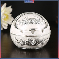 {pattaya}  Rose Flower Pattern Ash Tray with Lid Windproof Zinc Alloy Smoking Ashtray for Living Room