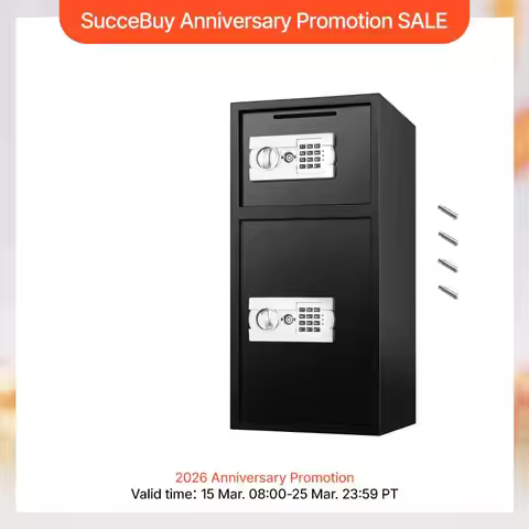 SucceBuy 33" Double Door Safe Deposit Box Secret Hidden Piggy Bank Steel Separate Storage Space Elec