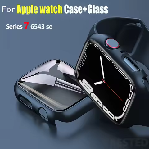 Glass+Cover For Apple Watch case 44mm 40mm 45mm 41mm 42mm 38mm iWatch 8 3 7 SE Screen Protector Appl