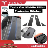 Tesla Model Y Juniper Model 3 Highland HW4.0 Carbon Fibre Car Middle Pillar Protector Sticker 2024 2