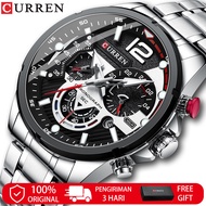 CURREN Jam Tangan Pria Terbaru 2022 Sport Quartz Chronograph Anti Air Stainless Steel Dengan Bercaha