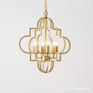 Vintage American Wrought Iron Gold Chandelier Design Living Room Pendant Lamp Nordic Dining Room Bed