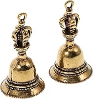 Cabilock 2pcs Diy Key Chain Hanging Vintage Earrings Table Bell Tea Dinner Bells Bell Hanging Ornaments Prayer Meditation Chimes Ring for Phone Japanese Car Soft Feng Shui Clock Copper