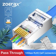 ZOERAX EZ CAT8 CAT7 CAT6A Rj45 Connector 50U Cat 7สายเคเบิลอีเทอร์เน็ตปลั๊ก CAT.6A เครือข่าย SFTP La