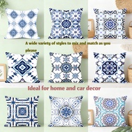 throw pillow case 18x18 16x16 20x20inches Geometric Blue White cushion